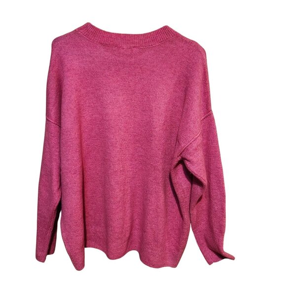 CeCe Women’s Size Medium Pink “Ski” Sweater Crew Neck Oversized Winter Knit - Picture 2 of 6